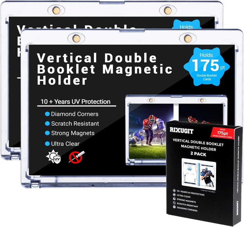 RIXUGIT 2-Pack Vertical Booklet Magnetic Card-Holder - 175PT Booklet Case-UV Protection, One Touch Booklet Magnetic Card Holder Fit for National Treasure Cards, Script Cards Storage and Playbook Cards Display - Image 1